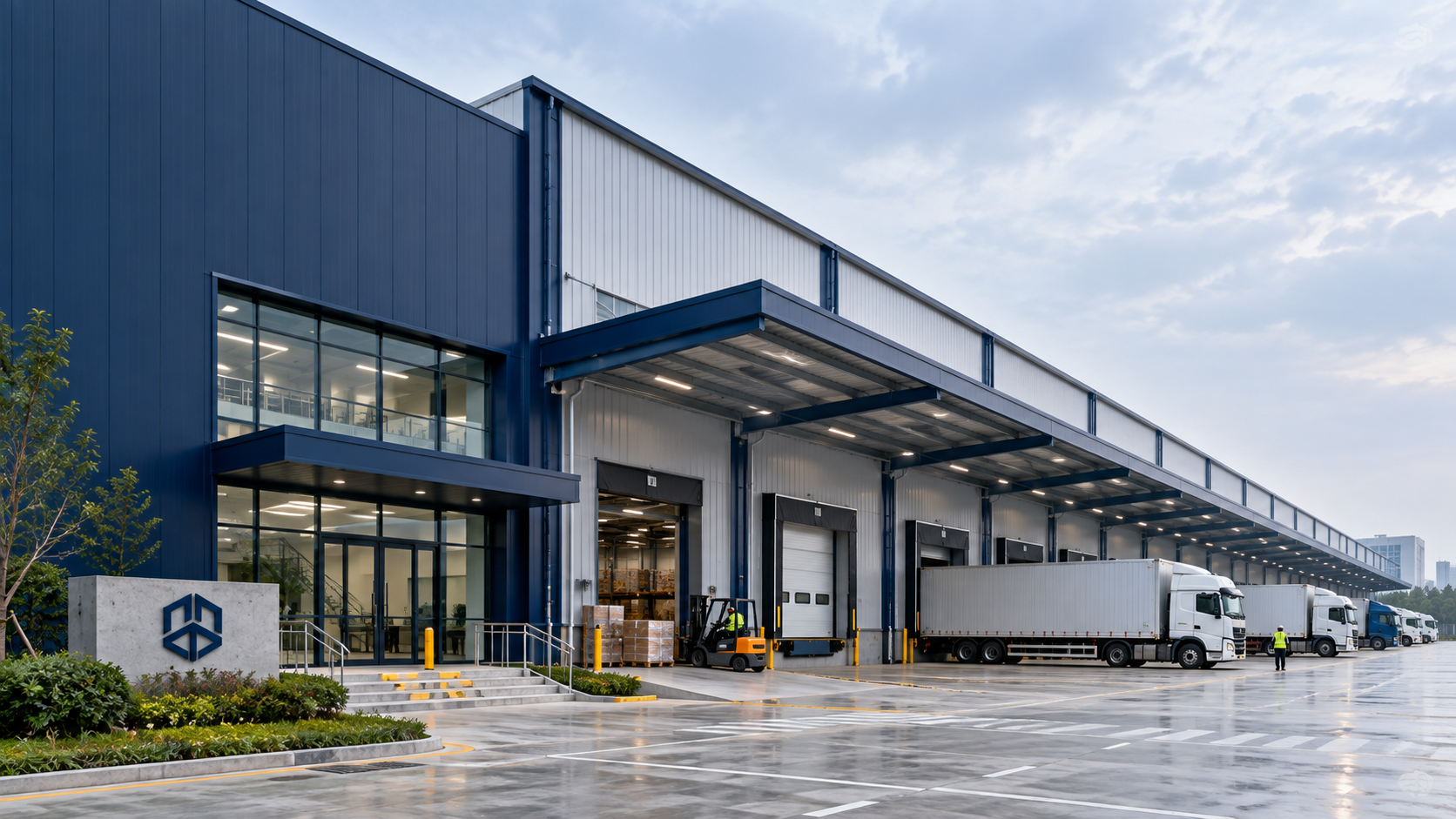Steel structure production and loading area