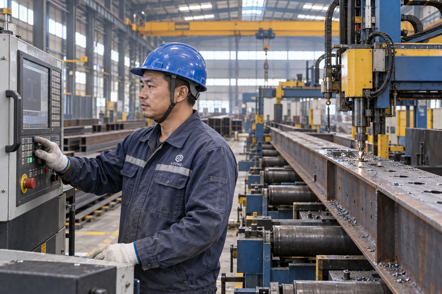 CNC steel processing at China Loong Steel Structure