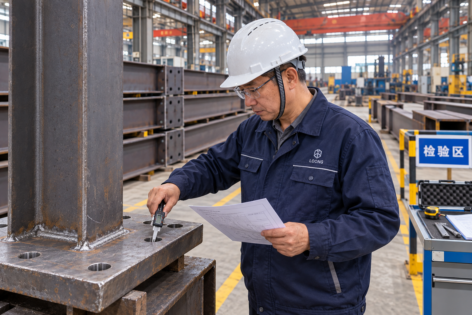 Dimensional inspection at China Loong Steel Structure