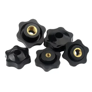 1/4-20 Inch M3 M4 M5 M6 M8 M10 M12 Through Hole Female Threaded Handle Clamp Grip Knobs Torx Star Black Plastic Thumb Nuts