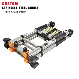 1.7M+1.7M Stainless Steel Extension Ladders Telescoping Adjustable Design 150kg Load Capacity Modern Minimalist for Construction