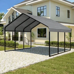 10*15 Single-car Outdoor Carbon Steel Carport Durable Color Steel Tile Roof Multi-Scene DIY Pre-fabricated Parking Shelter
