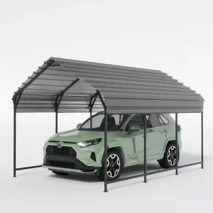 10′ x 16′ Heavy Duty Metal Carport with Galvanized Steel Roof and Reinforced All-Metal Frame