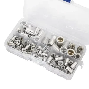 100Pcs Aluminum Flat Head Rivet Nuts Set M3 M4 M5 M6 M8 Rivet Threaded Inserts Nuts for Mining and Automotive Industry