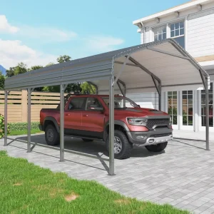 10×15 Steel Carport with Enhanced Base Heavy Duty Garage Outdoor Powder Coated Shelter for Cars Boats Trucks 20+ Year Guarantee