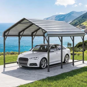 10x15FT Heavy Duty Metal Carport All Weather Galvanized Steel Car Port Garage for Vehicle Boats Trucks