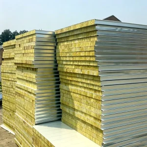 1100 Rock Wool Sandwich Panel 75mm Thickness High Strength Insulated Panel for Cold Room and Freezer Construction