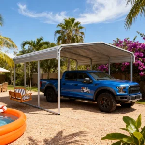 11×20 FT Heavy Duty Metal Carport with Galvanized Steel Roof