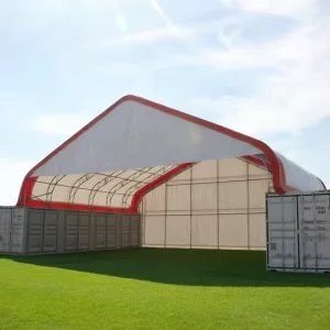 12*18 Heavy Duty HDG Steel Frame Waterproof Anti UV Canopy for Warehouse Storage Double Truss Peak with Fast Assembly