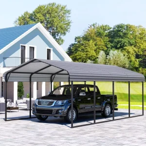 12 x 20 FT Modern Metal Carport with Powder-Coated Steel Roof Outdoor Multi-Use Canopy