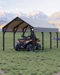 12×20 ft Carport Shed with Reinforced Frame and Steel Roof All Weather Use US Origin Assembly Required