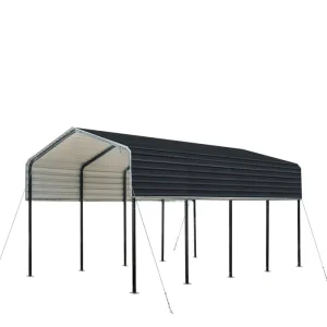 12×20 ft Heavy-Duty Metal Carport Canopy with Galvanized Steel Roof Frame, Waterproof and Windproof