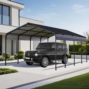 12x20FT Heavy Duty Galvanized Steel Carport with UV Coated Sail Waterproof Garage Outdoor Use