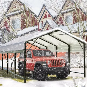 12x20FT Heavy Duty Gazebo Canopy Galvanized Metal Roof Enhanced Base Modern Design Waterproof Outdoor Garage Car