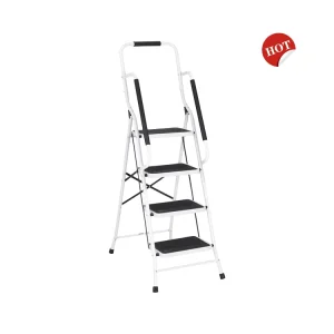 150kg Max Load Household Stainless Steel Stepping Stool Ladder Heavy Duty Step Ladder With Premium Handrail