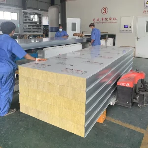 150mm Prefabricated Modular Color Steel Rock Wool Sandwich Panel, Fire-Rated, Sound Insulation, Cold Room and Dining Use