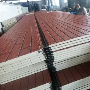 16mm PU EPS Sandwich Panel With Brick Pattern Eco Friendly Materials for Building Construction