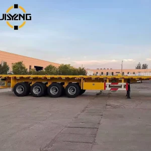 2 3 4 Axle Flatbed Semi Trailer 40FT 60Ton Container Transport Flat Platform Trailer With Twist Locks ABS Brake Q345 Steel Beam