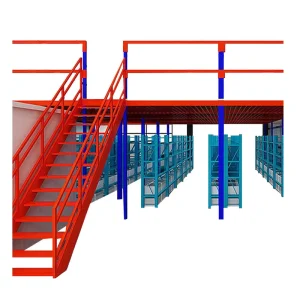 2-3 Floors Steel Mezzanine Platform with Racks Customized Mezzanine Floor Storage Racking Mezzanine with Stairs and Elevator