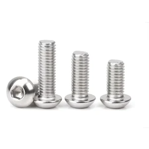 #2 #4 #6 #8 #10 ANSI ASME B18.3BT Imperial Plain Finish Stainless Steel A2-70 Allen Hex Socket Button Head Screws Bolts