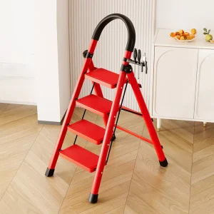 2 6 Steps Steel Folding Ladder Auto Lock 150kg Load Capacity Modern Design for Household Warehouse Use