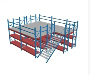 2-Layer Heavy Duty Cold Rolled Steel Mezzanine Floor Rack Corrosion Protection ESD Protection Powder-Coated Finish Knocked-down