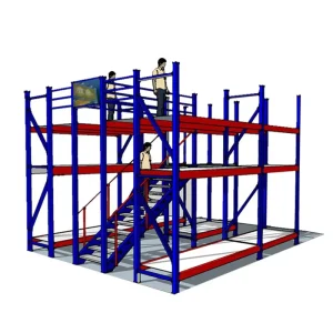 2 Layer Steel Powder Coated Heavy Duty Corrosion Protection Mezzanine Floor Rack Adjustable Layers Industrial Warehouse