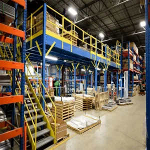 2 Level Heavy Duty Steel Attic Platform Loft Mezzanine Racks 300kg sqm Load Capacity Powder Coated Surface for Office Storage