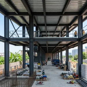 2-storey Modern Steel Warehouse Shed for Workshop and Industrial Use with Mezzanine Floor