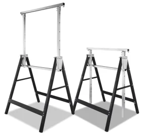 2 x Adjustable Metal Trestles with Locking Hooks, Axle Stand, 200 kg Load Capacity, and Telescopic Workbench Stand