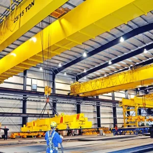 20 Ton Double Beam Overhead Crane with Cabin Control and Electromagnetic Grab for Industrial Lifting