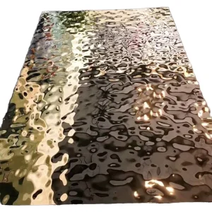 201 304 Series ASTM BA Surface Bending Decorative Colorful Water Ripple Stainless Steel Sheet Wall Panels Hammered