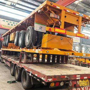 20ft 40ft Tri Axle 4 Axles Flatbed Container Flat Bed Semi Truck Trailers