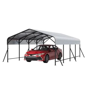 20x20FT Metal Carport Heavy Duty Carports with Reinforced Frame and Base for All Weather