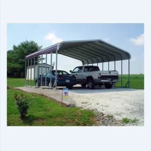 24′ x 24′ Metal Carport with Galvanized Color Steel Plate Roof for Weather Protection