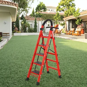 3 4 5 6 7 8 Step Steel Ladder Red White Black Household Ladder Portable Folding Ladder