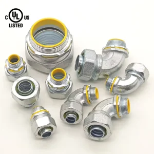 3/4″ Liquid-Tight Connector Insulated Throat Malleable Iron 45° Metal Conduit Fittings Flex Conduit 90° Angle 45 Degree Rigid