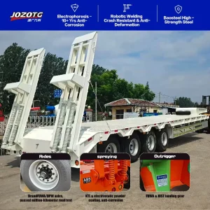 3 Axle Lowbed Semi Trailer Heavy Duty Low Loader Semi Trailer for Excavator Heavy Machinery Transportation