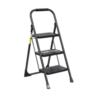 3 Step Portable Foldable Steel Ladder with Handle and Ladder Stools