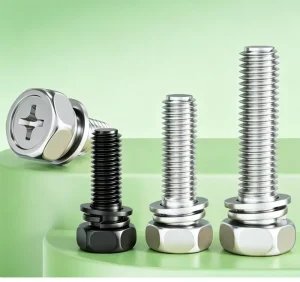 3 in 1 Cross Recessed Hex Head Screw 304 Stainless Steel Bolt Assembled With Flat Washer & Lock Spring Washer