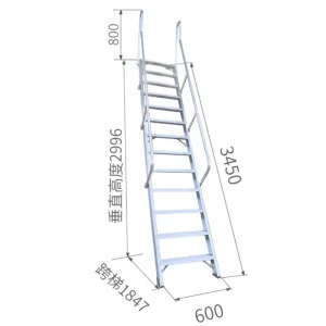 3.5M Portable Outdoor Step Ladder 60 Degree Inclined Fire Escape Stair