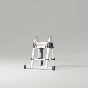 3.8m Telescopic Step Ladder Stainless Steel 150kg Load Capacity 10 Steps Folding Design Lightweight & Compact for Household Use