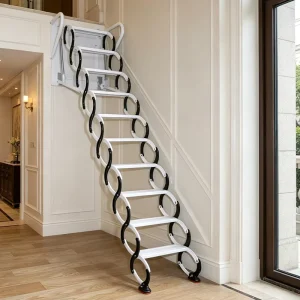 300kg Capacity Metal Fire Escape Telescopic Ladder Carbon Steel Outdoor Wall Mounted Telescopic Attic Ladder