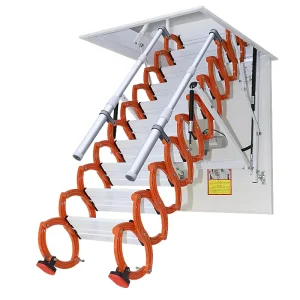 300kg Load Capacity 12.5ft Extended Height 10-12 Steps Carbon Steel Retractable Attic Telescopic Ladder