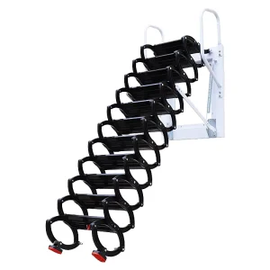 300kg Load Capacity Manual Retractable Carbon Steel Attic Ladder 10-12steps 45/75 Climb Telescopic Folding