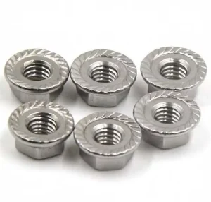 304 Stainless Steel DIN6923 Flange Hex Nuts Serrated Anti Slip Locking Hex Flange Nuts Rust Proof Hardware Connection Nuts