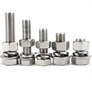 304 Stainless Steel Hex Bolt, Nut and Washer Combination DIN 933 Full-Thread Hex Head Screws Assembly Kit