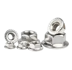 304 Stainless Steel Hex Flange Nuts DIN6923 Serrated Anti Slip Locking Nuts Flanged Hex Nuts for Industrial Assembly