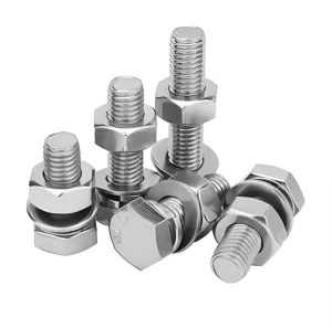 304 Stainless Steel Hex Head Bolt DIN 933 with Hex Bolt, Nut, Flat and Spring Washer Assembly Set