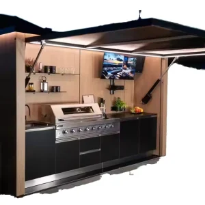 304 Stainless Steel Patio Outdoor Kitchen Cabinet with Grill, Sink, and 68L Refrigerator